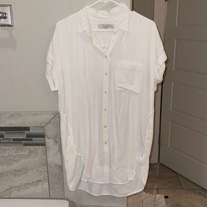 Loft white tunic length shirt sleeve shirt